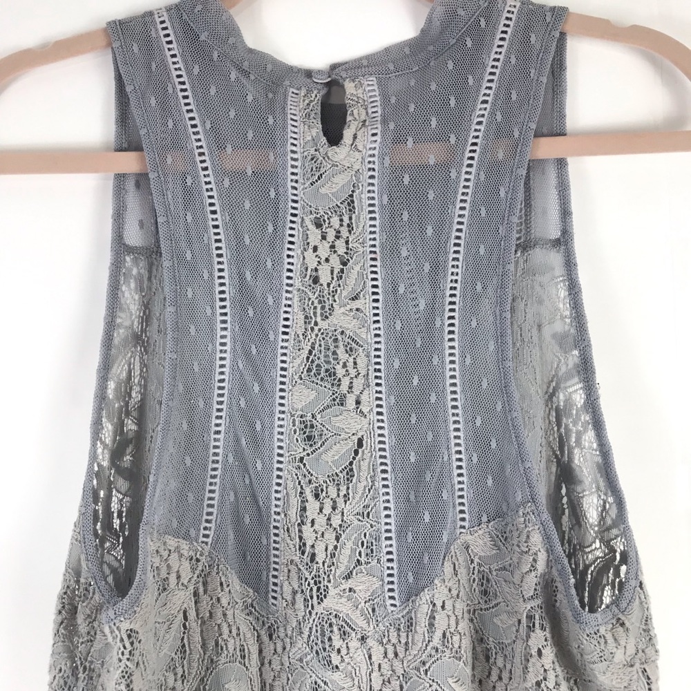 Free People Maisie Lace Tunic Top Blue Sleeveless - Picture 5 of 8